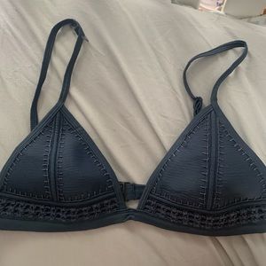 TRIANGL navy crochet triangle top. Large